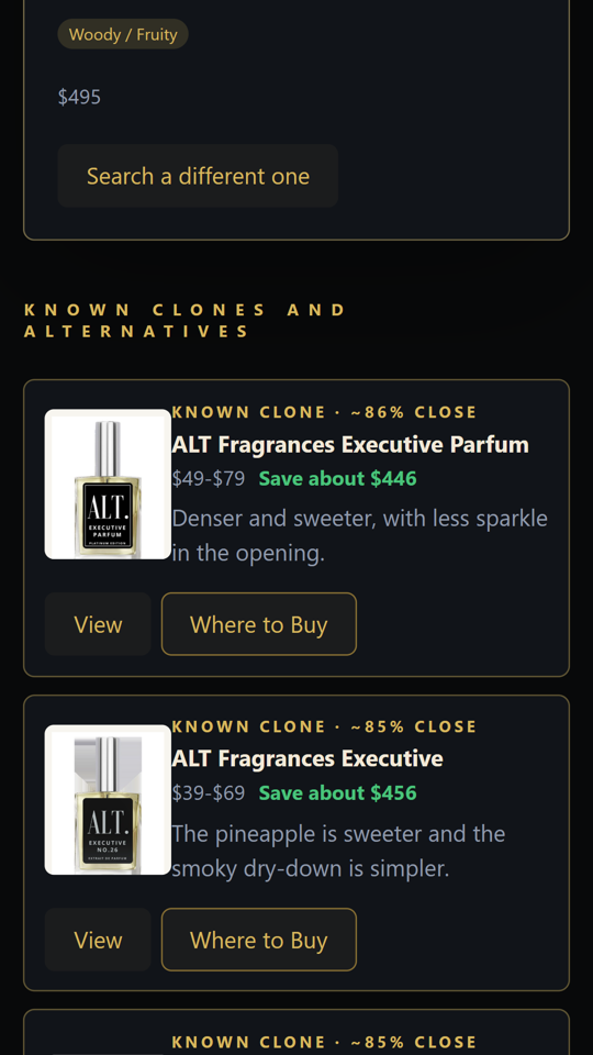 Side-by-side fragrance comparison